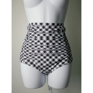 Unique Vintage Black & White Gingham Monroe Bikini BOTTOM L